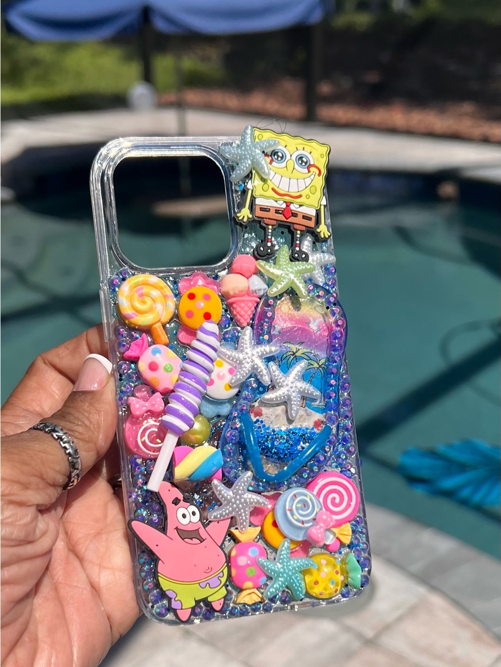 Sponge Bob and Patrick Candy bling iPhone 13 Pro Phone Case - Hand Decorated